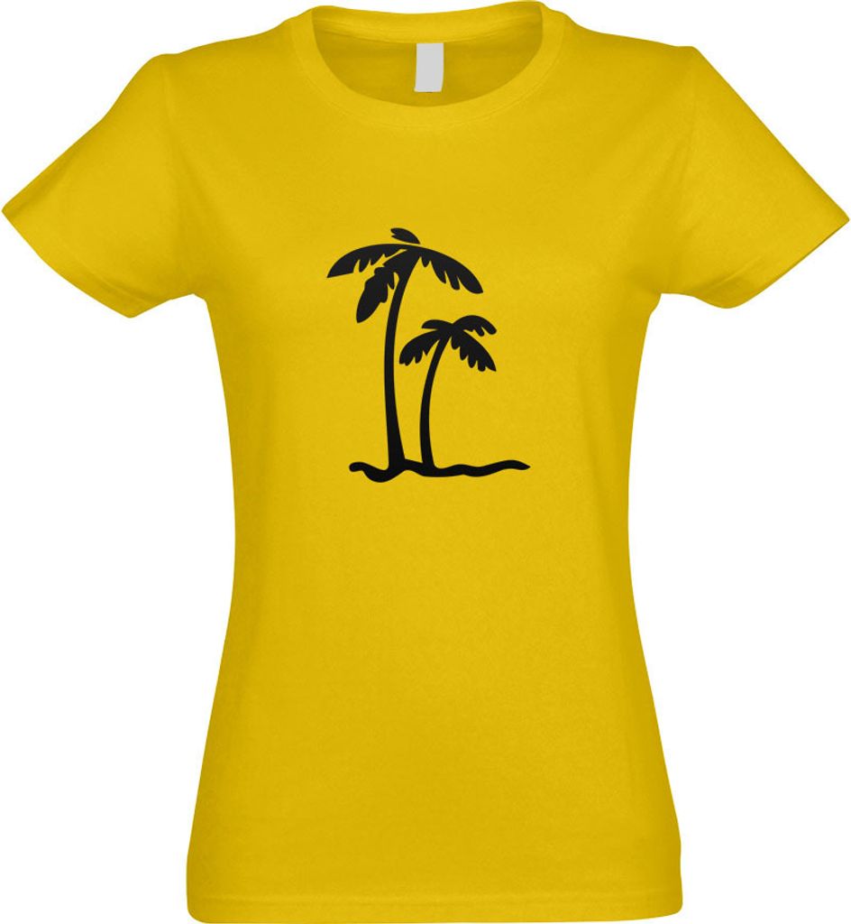 Kiwistar - T-Shirt tailliert - Damen - gelb - Palmen - mit Motiv Bedruckt - Funshirt Design - Sport - Freizeit - Damen - M