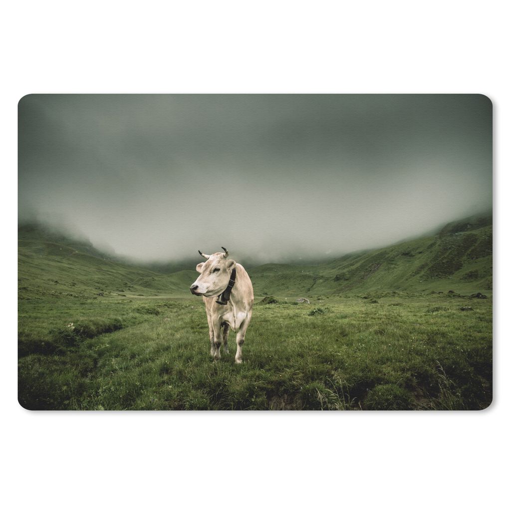 MuchoWow Mauspad Mousepad Kuh - Berg - Nebel 27x18 cm - Mousepads - Maus Mat - Pad - Mausunterlage - Büroartikel - Desk Matten
