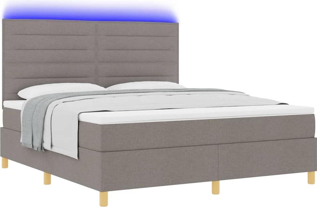 LED Boxspringbett mit Matratze Taupe 180 x 200 cm Stoff