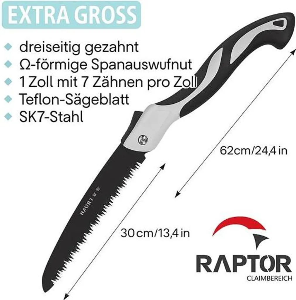 Scie pliante pour jardinage et élagage avec lame 30cm en acier carbone