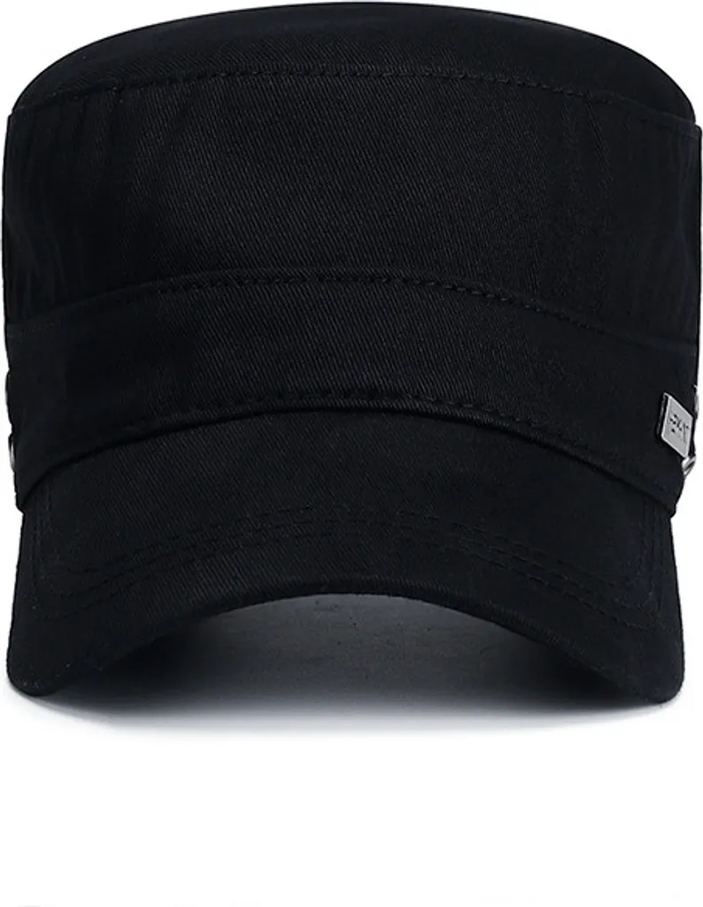 INF Cappello Piatto Uomo Cotone Nero - Berretto Estivo Regolabile Elegante