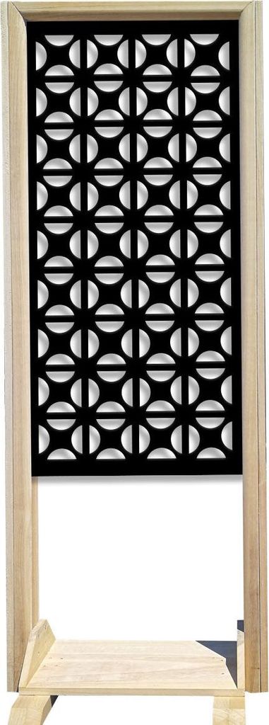 ROUNDCROSS – Raumteiler – Modulierbarer Paravent – 70x190 cm – aus Holz und PVC schwarz