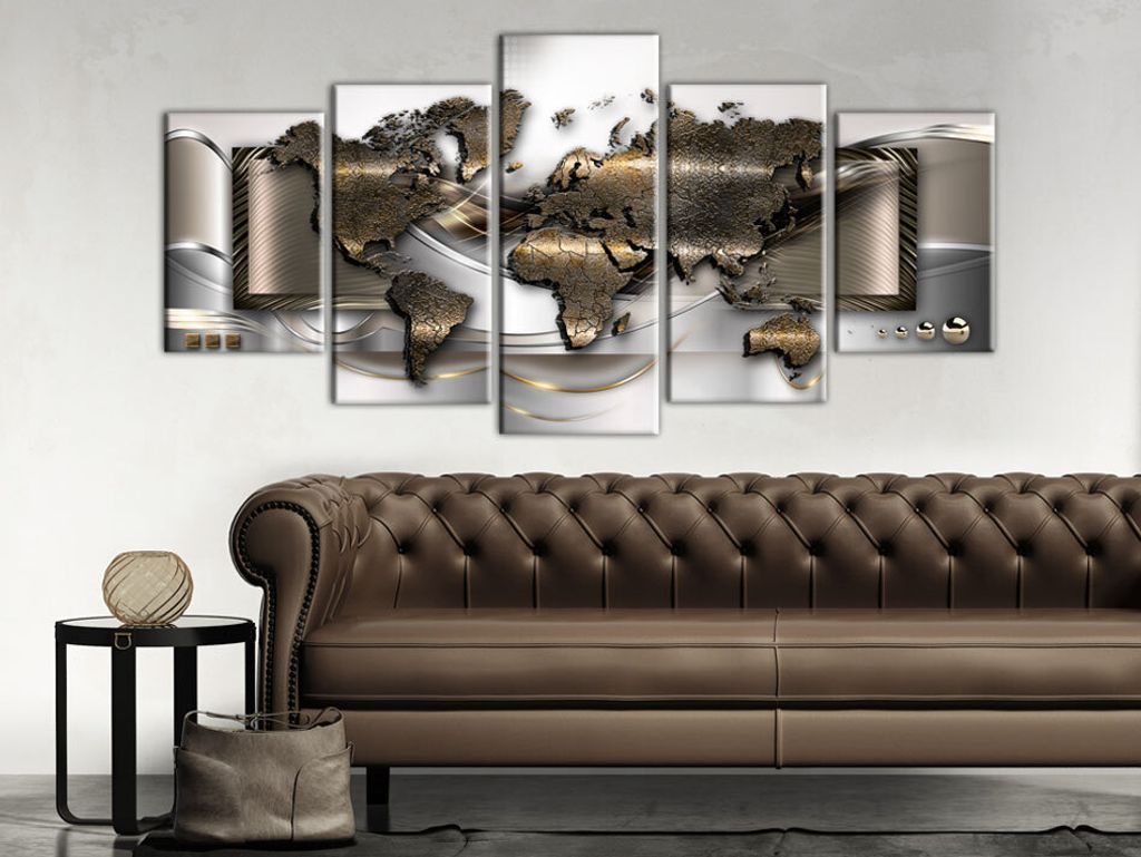 Akustikbild Weltkarte 200x100 cm Bilder Akustikschaum Hochleistungsschallabsorber Schallschutz Leinwand 5 tlg Wandbild Raumakustik Schalldämmung k...