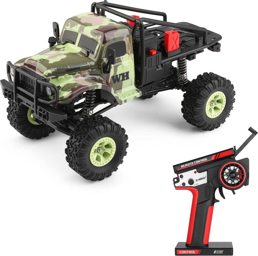 WLtoys 184021 Ferngesteuertes Auto, 1/18, 2,4 GHz, 4WD, Milit?r-LKW, ferngesteuerte Fahrzeuge, Modell, zwei Geschwindigkeiten, mit LED-Suchscheinwe...