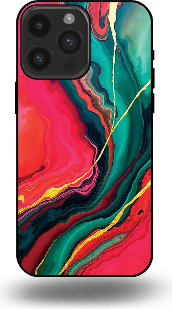 Smartphonica Telefon Fall geeignet für iPhone 14 Pro Max mit roten grünen Marmor Print - TPU Backcover Fall rot grünen Marmor Design