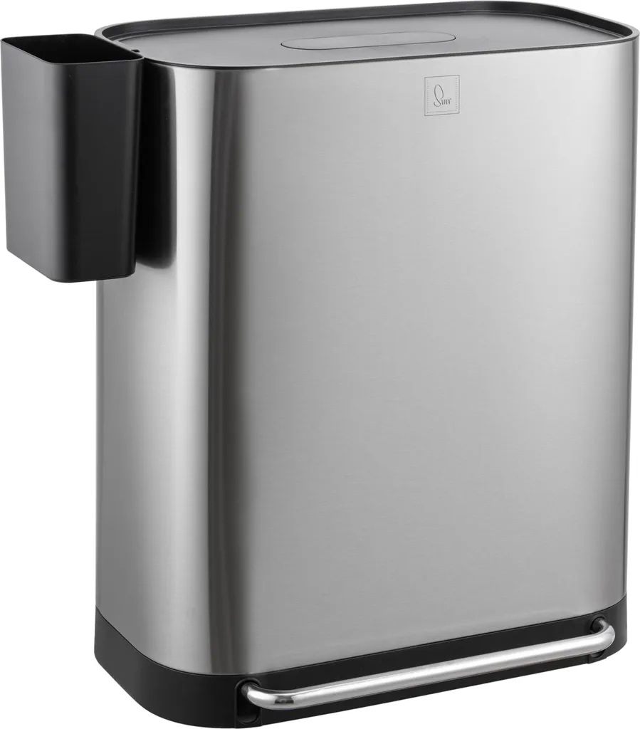 Poubelle de Cuisine 60L Tri Sélectif SVITA Double Bac Argent Métallisé