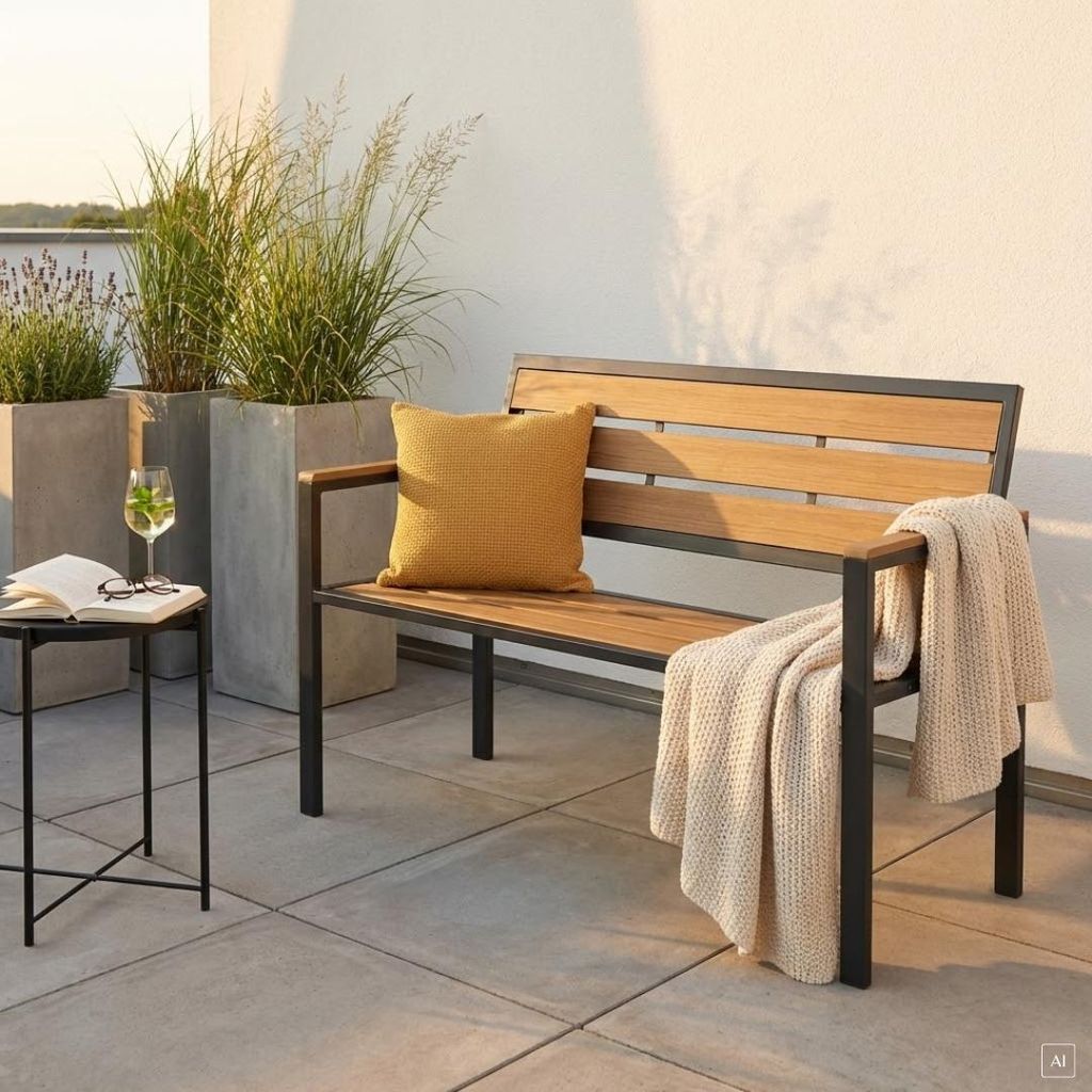 abc HOME Gartenbank 108 cm – Rostfreies Aluminium & WPC – Produktbild 