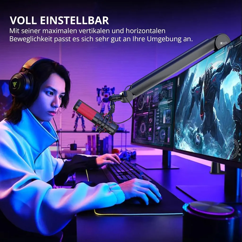 Support Micro Gaming et Podcast IXTECH Valiant pour Setup Streamer Pro - 4