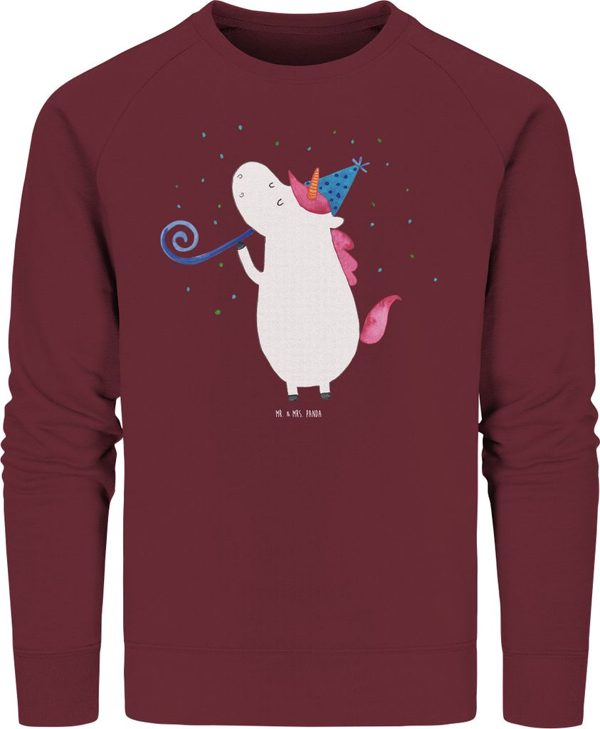 Mr. & Mrs. Panda Baumwoll Pullover Einhorn Party Größe XS - Burgundy - Geschenk, Unicorn, Konfetti, Pulli, Club, Geburtstag, Fair Fashion, Sweats...
