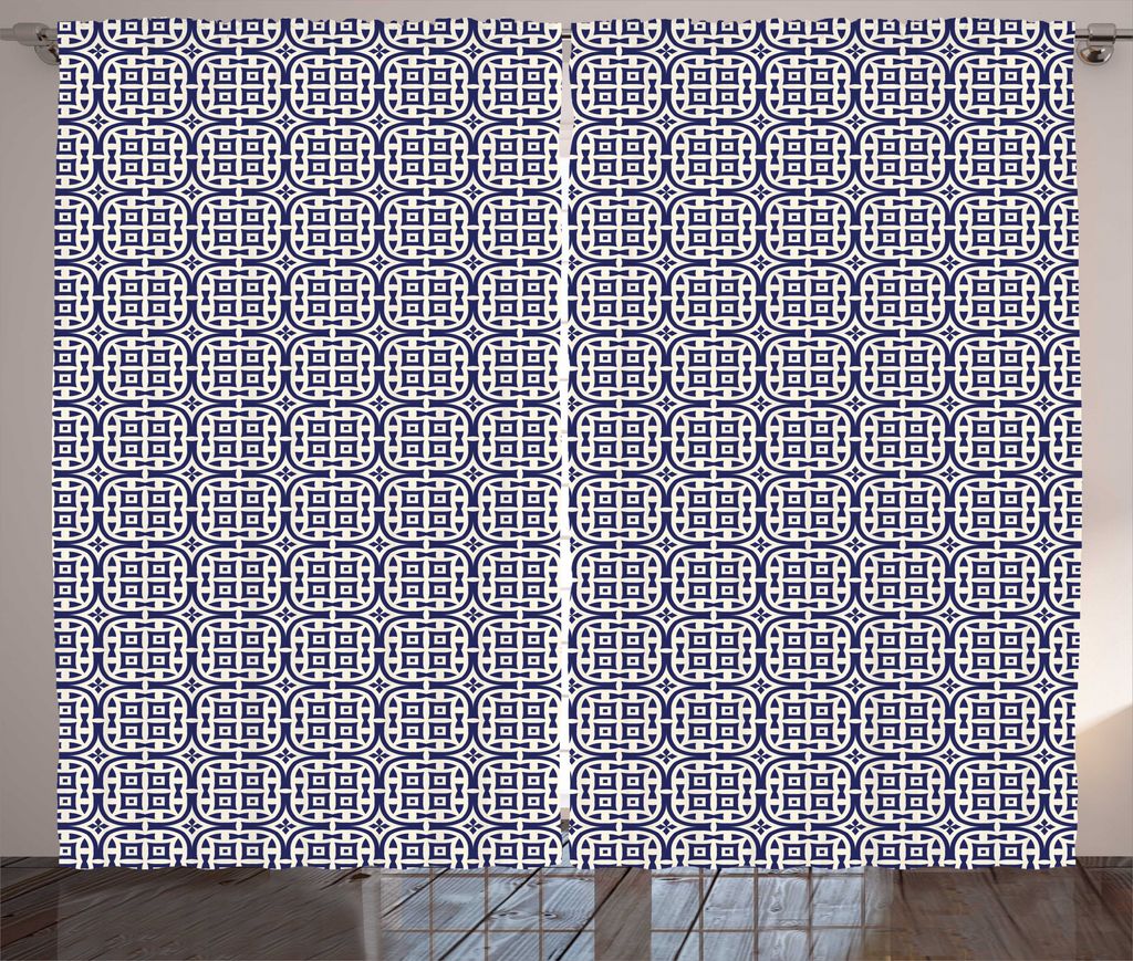 ABAKUHAUS Ethnisch Rustikaler Gardine, Formations-Muster, Schlafzimmer Kräuselband Vorhang mit Schlaufen und Haken, 280 x 225 cm, Eischale und Nac...