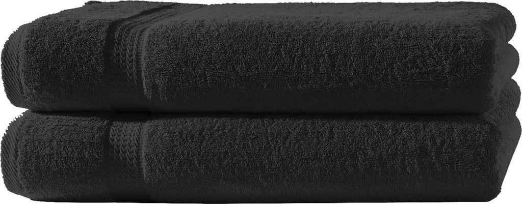 2 Badetücher schwarz 100x150 cm Set Baumwolle Frottee Produktbild 