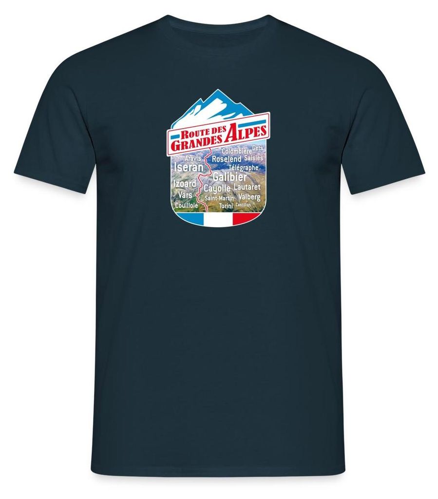 Spreadshirt Route Des Grandes Alpes Souvenir Männer T-Shirt, S, Navy