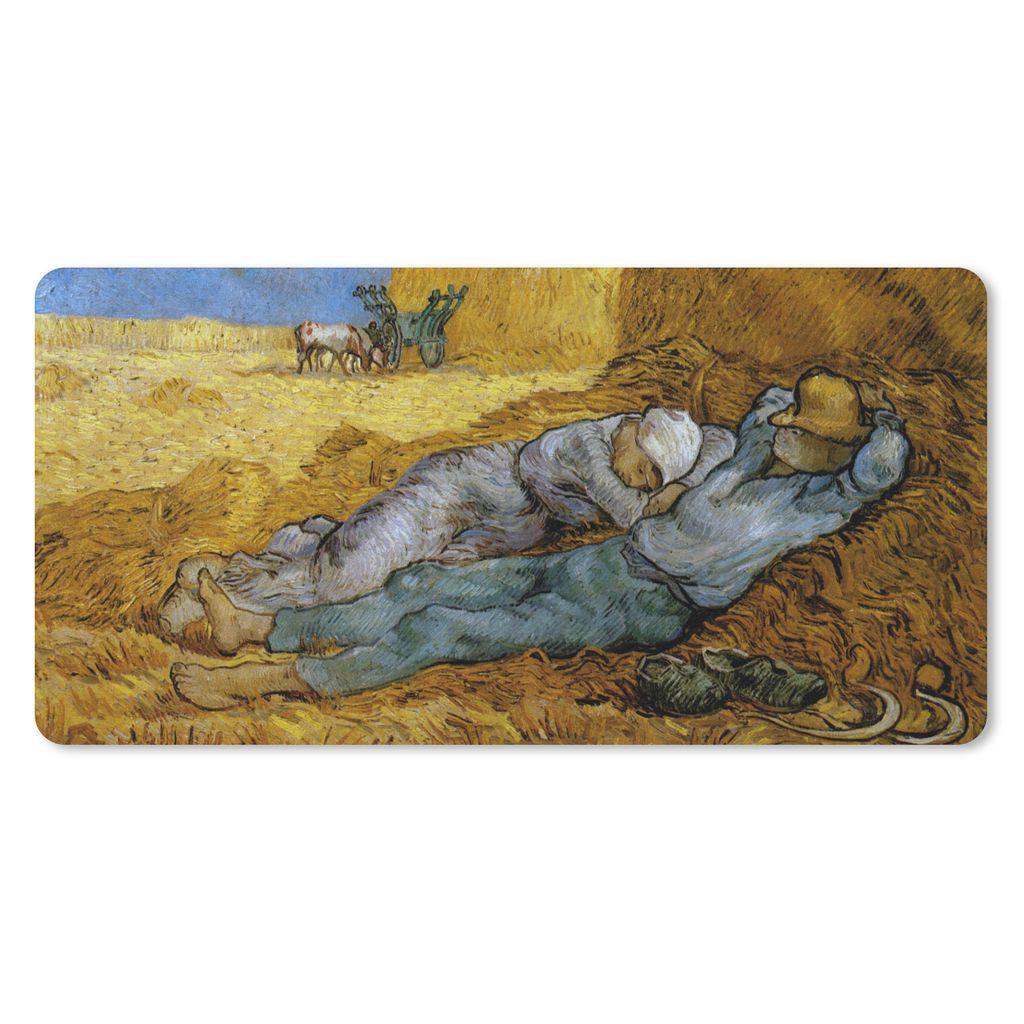 MuchoWow Mauspad Mousepad Die Siesta - Vincent van Gogh 60x30 cm - Mousepads - Maus Mat - Pad - Mausunterlage - Nachhaltig