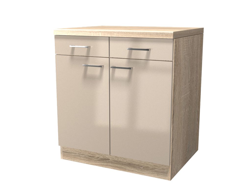 Küchenunterschrank - 80 cm breit - Kaschmir Glanz Sonoma Eiche – Neapel