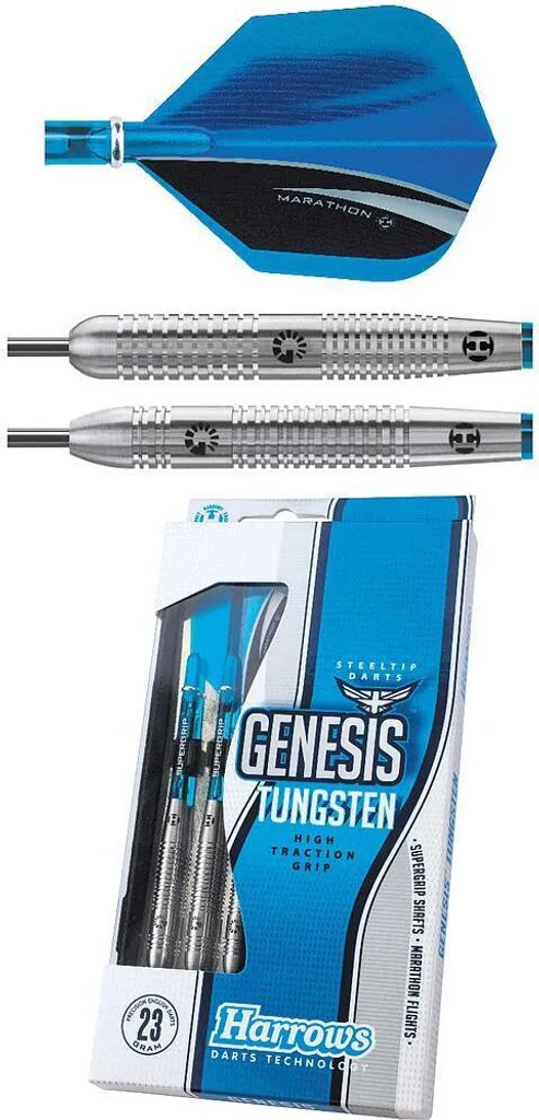 Harrows Genesis Tungsten RD854 - Set de fléchettes 26g Bleu et Argent