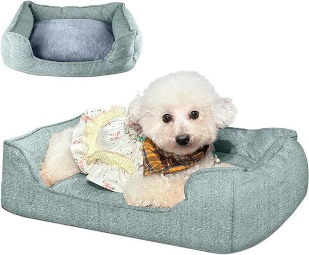Panier Lit Chien Vert 75 x 58 x 19 cm Déhoussable et Antidérapant Confort