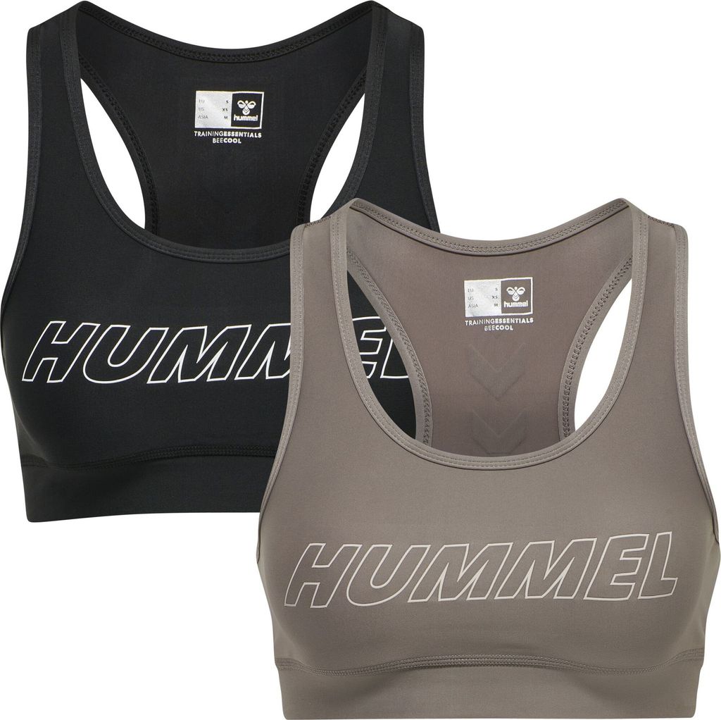 hummel hmlTE TOLA 2-PACK SPORTS BRA - BLACK/DRIFTWOOD - S