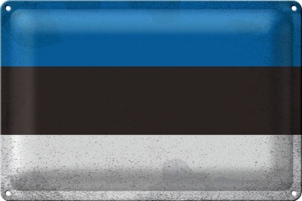 Blechschild Flagge Estland 18x12cm Flag of Estonia Vintage