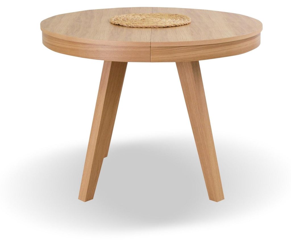 Masseno Ausziehbar Esstisch PICCOLO 100 - 200 cm x 100 cm Rund Tisch für Wohnzimmer, Küche, Eichefarben