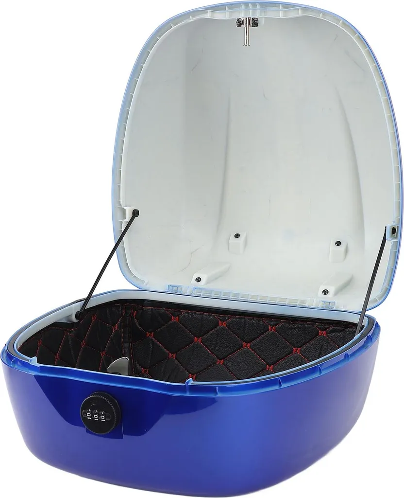 Top Case Moto Anti-Vol avec Serrure à Code sans Clé Étanche Bleu