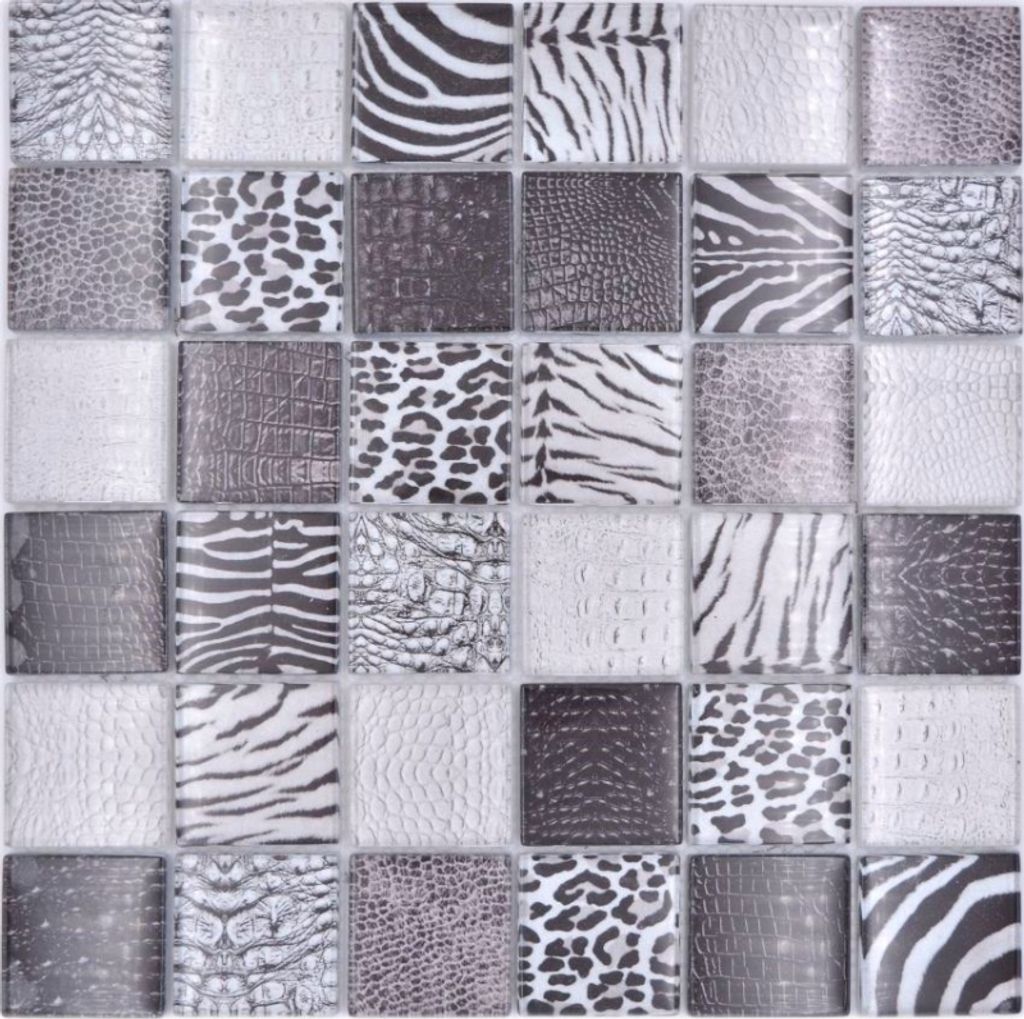 Mosani MOS78-W28_f, Mosaik, Glas, Schwarz, Drinnen, Rechteck, 298 mm