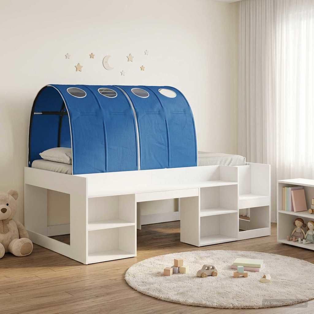 Möbel Bettgestell mit Tunnel 3 pcs Weiß und Blau Holzwerkstoff - Klassische Betten CC678