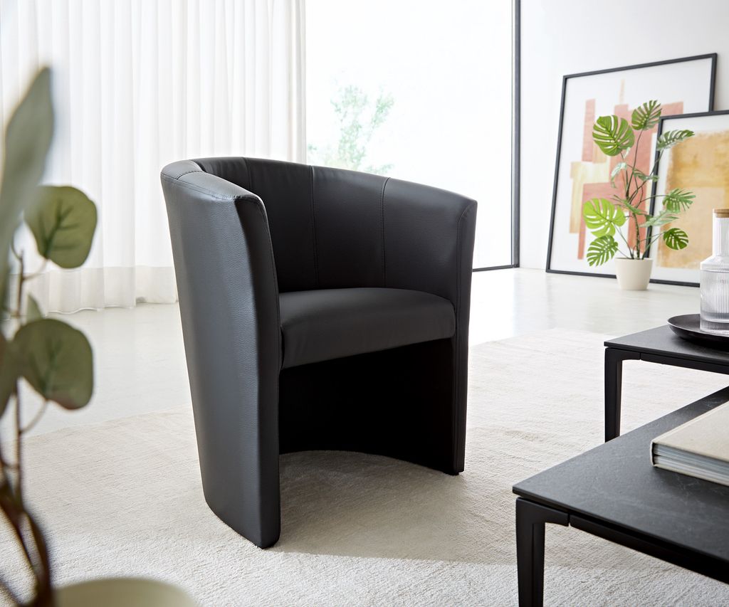 DELIFE Cocktailsessel Pieder Schwarz Lounge gepolstert Kunstleder