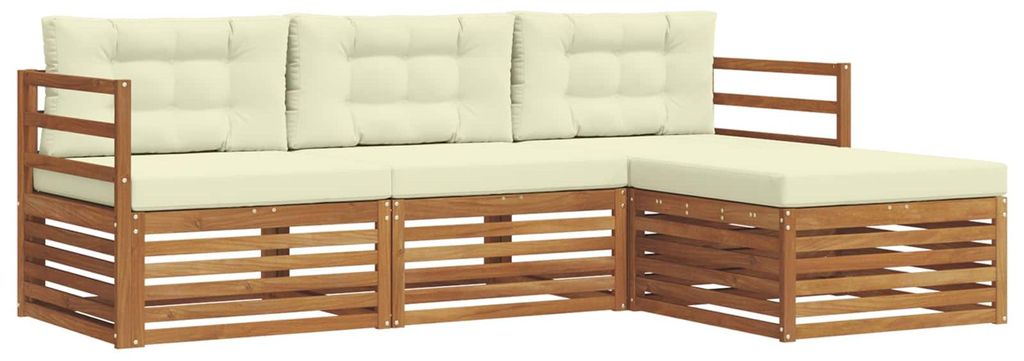 vidaXL Outdoor-Sofagarnitur mit Kissen 4 pcs Natur und Creme