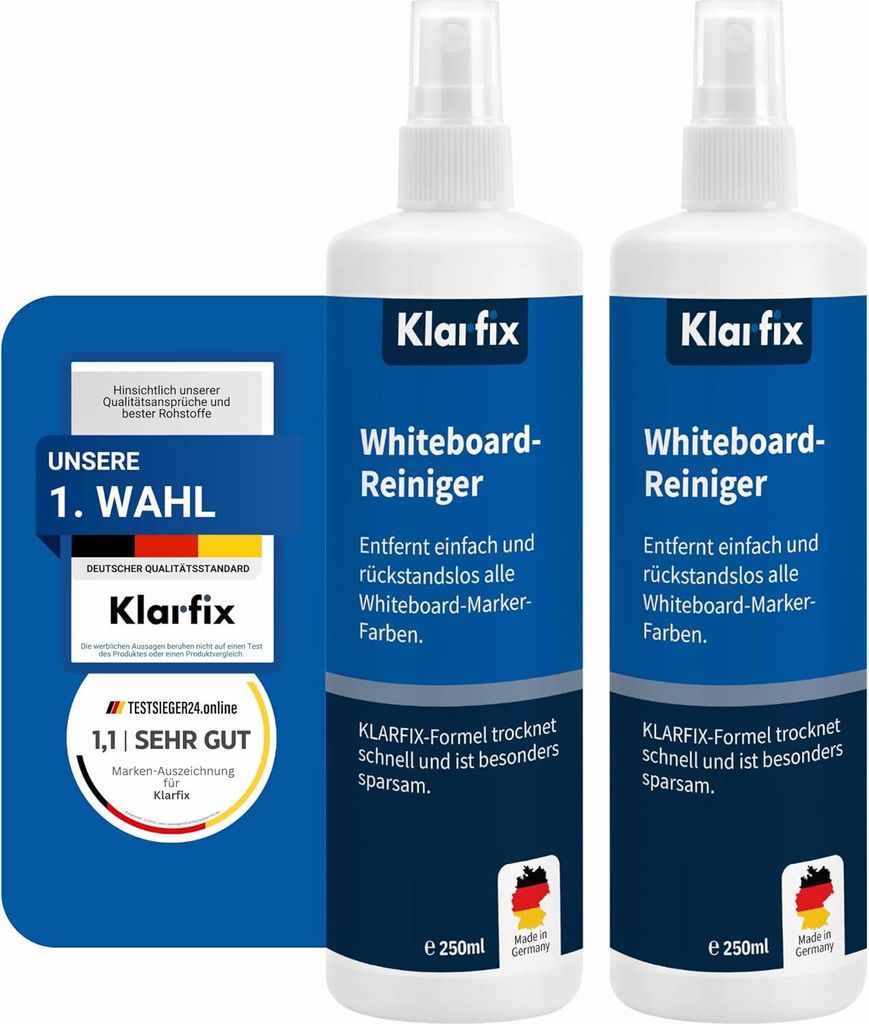 Whiteboard-Reiniger für Flipcharts, Magnettafeln, Planungstafeln & Whiteboards | Entfernt Marker- & Stift-Rückstände rückstandslos | Schnelltro...