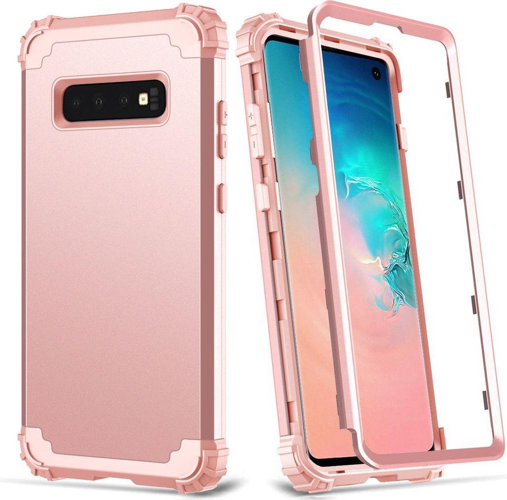 Galaxy S10 Hülle, LaimTop Heavy Duty 3 in 1 Hybrid Hart PC Flexibel TPU Silikon Stossfest Kratzfest Tasche Schutzhülle für Samsung Galaxy S10 Ro...