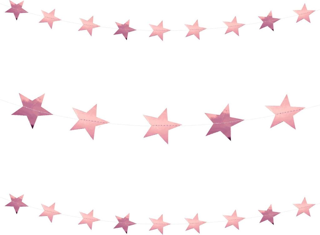 Oblique Unique Stern Girlande Banner mit Sternen Geburtstag Party Weihnachten Baby Shower Deko - roségold