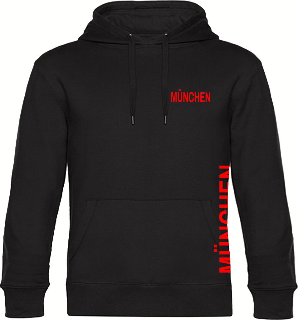 multifanshop Kapuzen Sweatshirt - München rot - Brust & Seite, schwarz, Größe XXL
