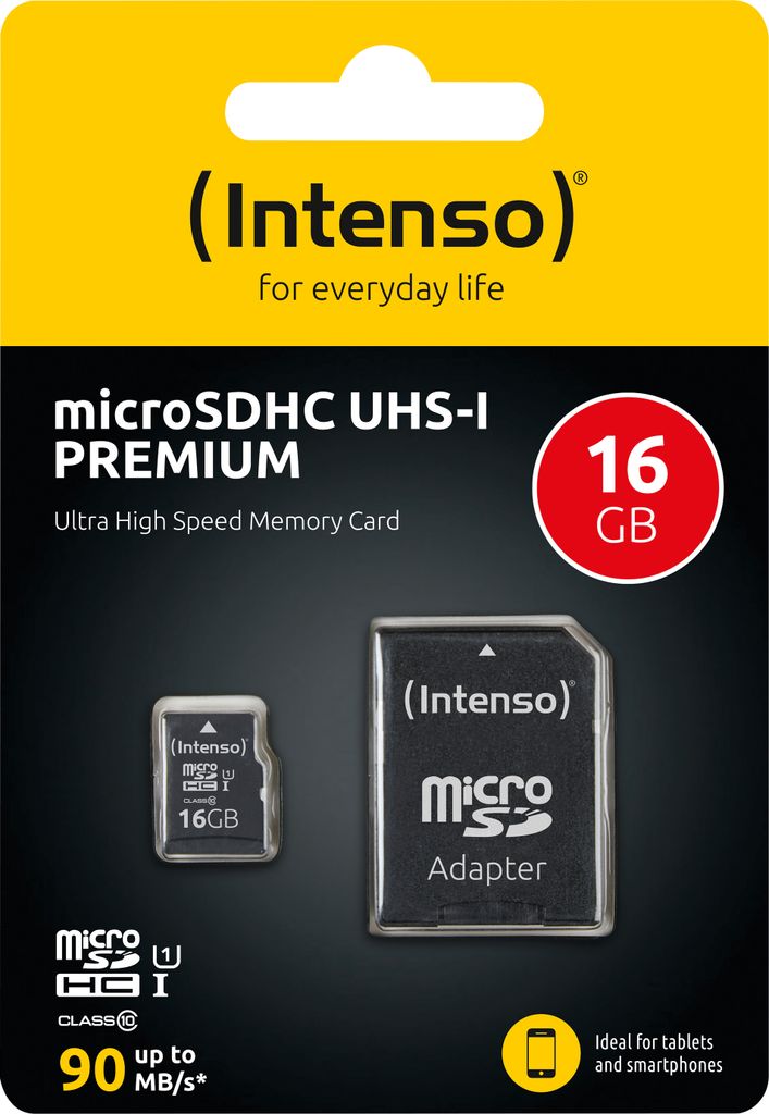 Intenso 16GB microSDHC, 16 GB, MicroSDHC, Klasa 10, UHS-I, Zdjęcie produktu 