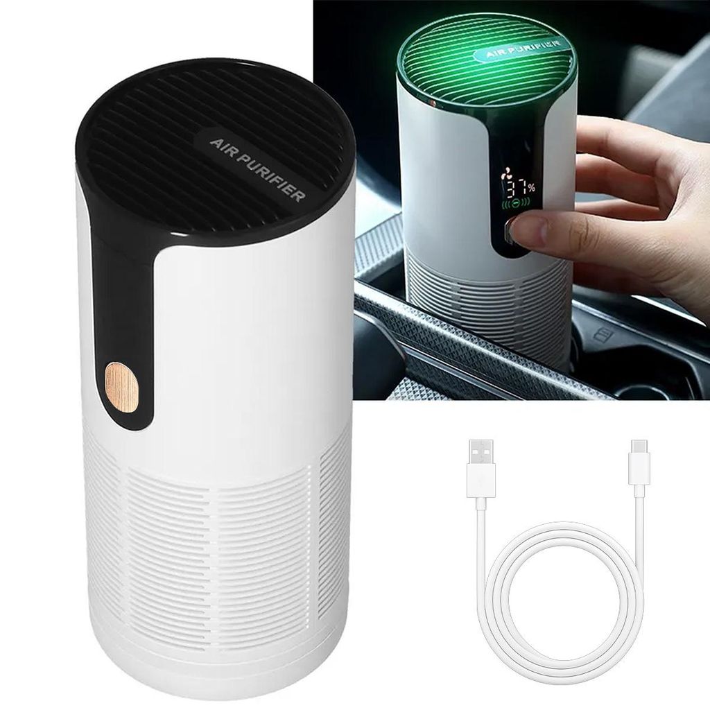 1200mAh Luftreiniger,Auto Luftreiniger mit H13 HEPA-Filter, 4-stufiges Filtersystem,USB-C, 60 Tage Standby, Aromatherapie, für Auto, Büro und Zuh...