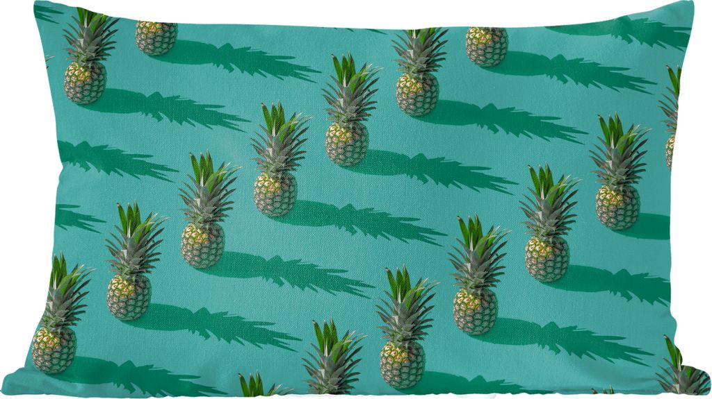 MuchoWow Zierkissen Sofakissen Wohnzimmer Dekokissen 50x30 cm Sommer - Ananas - Blau - Wohnzimmerdekoration - Polster mit Photo