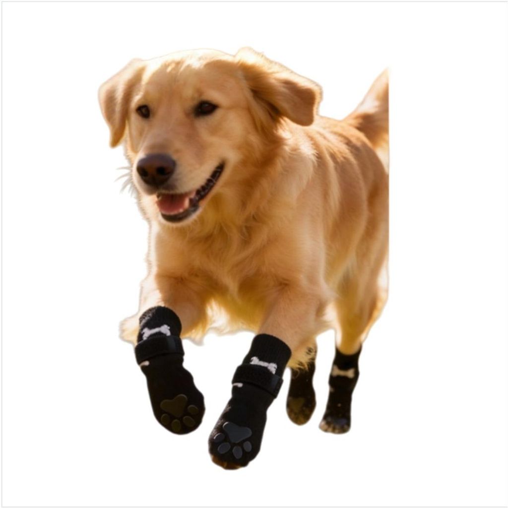 INF Rutschfeste Hundesocken mit doppelseitigem Klebeband, 4er-Pack Schwarz S