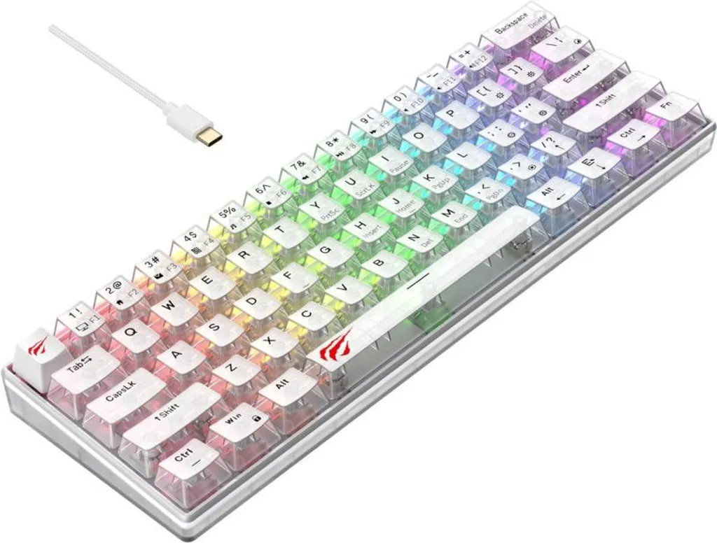 Clavier Gamer Mécanique Transparent Havit KB903L Blanc pour PC et Mac