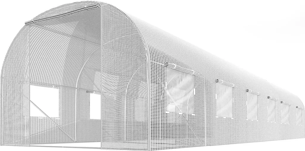Serre de culture 18m2 tunnel 3x6m blanche pour protéger vos plantations