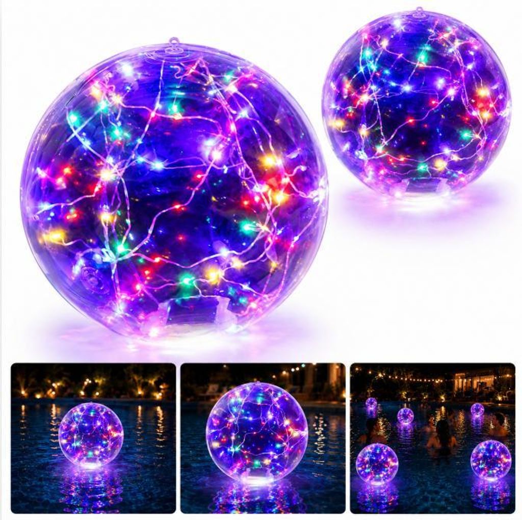 Solar schwimmende Poolleuchte 38 cm LED, aufblasbar, Produktbild 