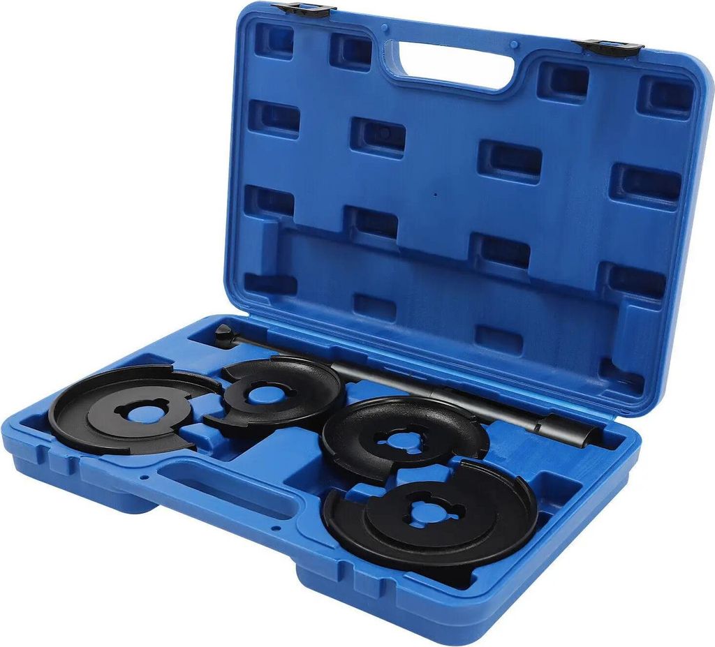 Federspanner/Federkompressor - Werkzeug-Set - Für Auto Spiralfedern/Stoßdämpfer - 5-teilig - Kohlenstoffstahl - Schwarzoxidiert - Schwarz/Blau