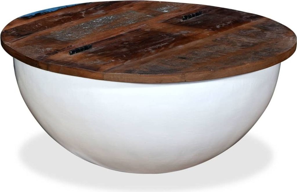 Couchtisch Altholz Massiv Weiß Schalenform