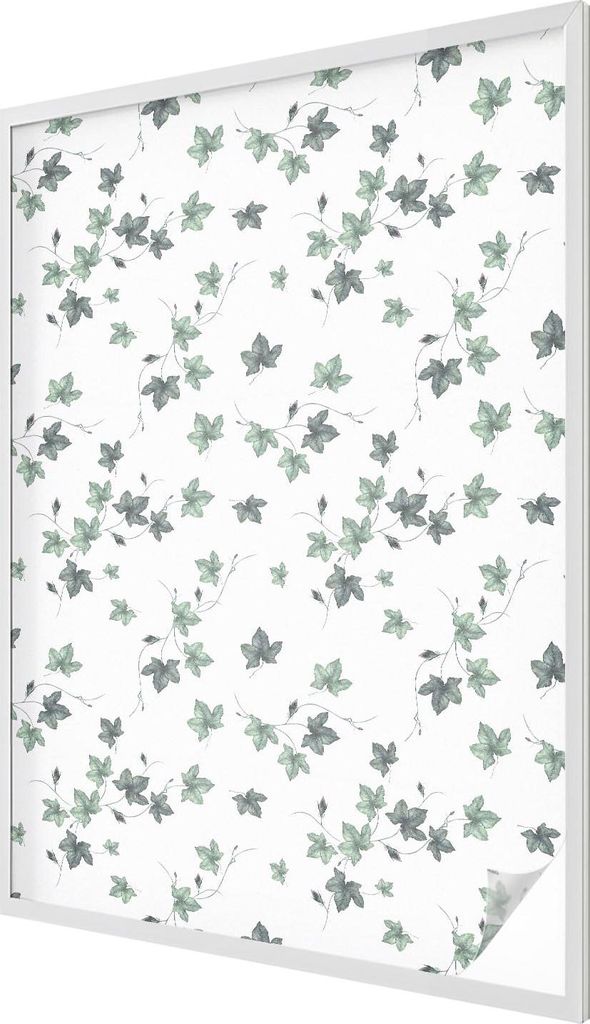 Buntglas Fensterfolie – 146x100 cm – Stained-Glass Design – blickdichte dekorative Sichtschutzfolie – selbstklebend, UV-Schutz – Grüne R...