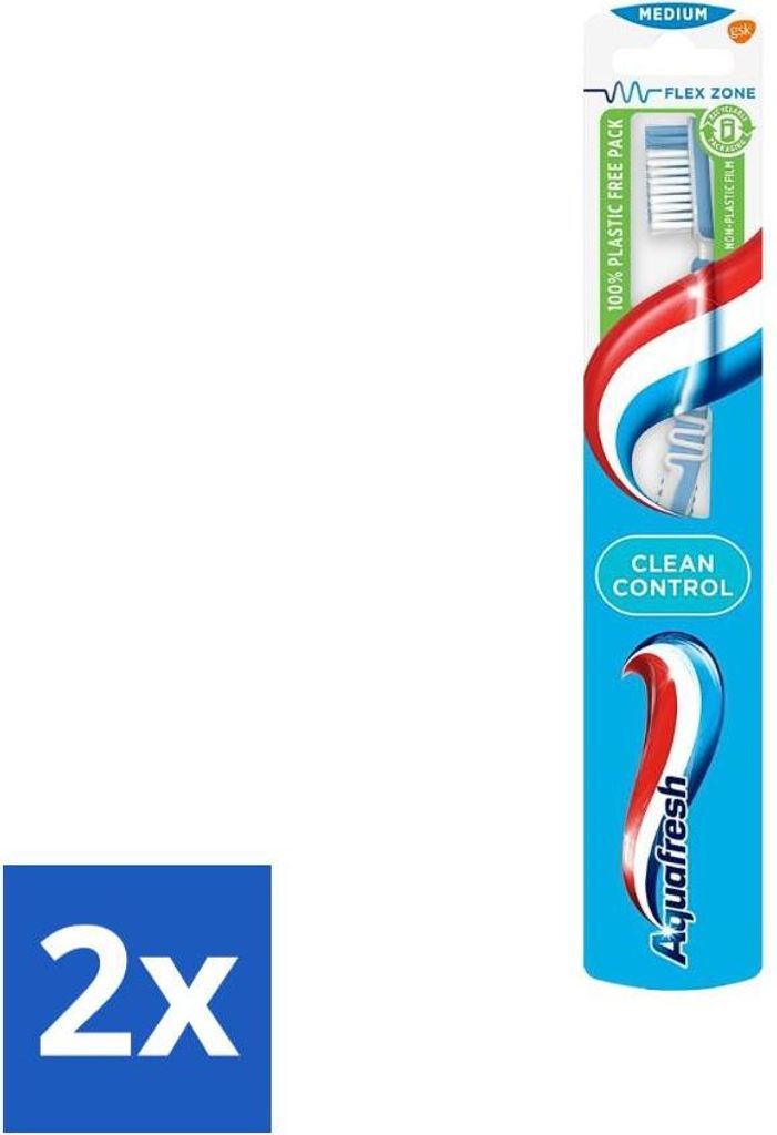 Aquafresh Zahnbürste Clean Control Medium - Vorteilspack - 2 Stücke