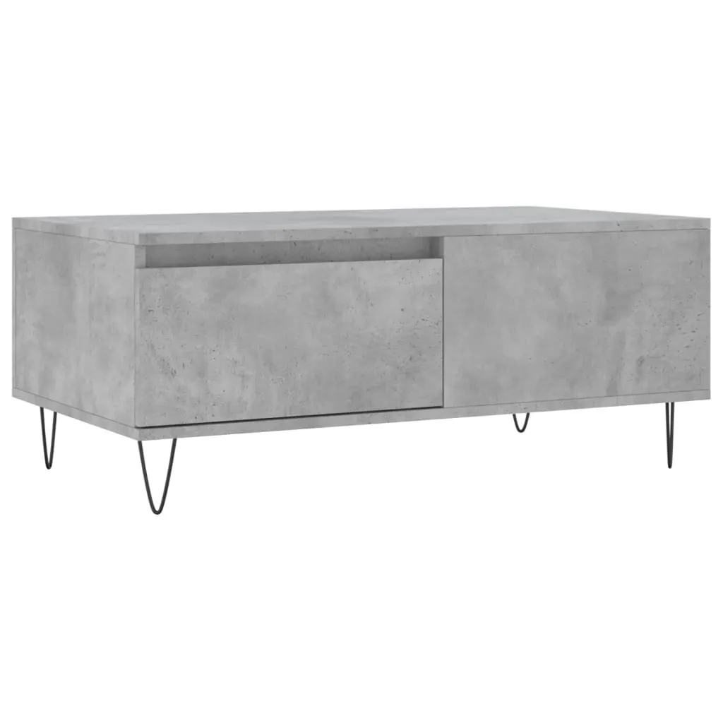 Tavolino in cemento grigio 90x50x36,5 cm materiale a base di legno