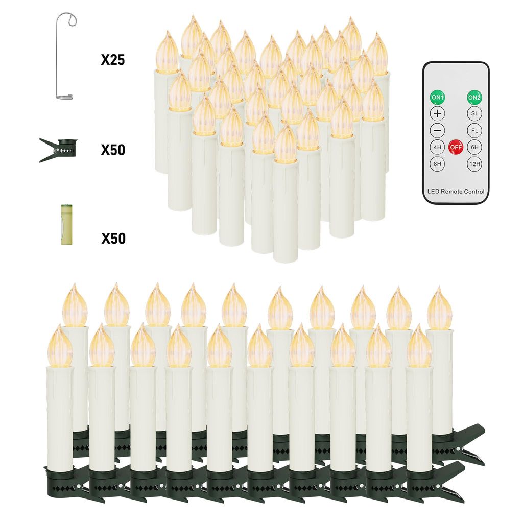 Bougies LED sans fil pour sapin de Noël, avec clips, Image du produit 