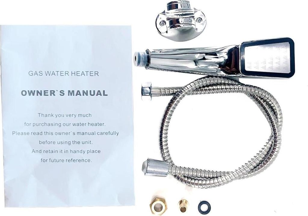 Warmwasserbereiter - Propan-Gas-Durchlauferhitzer - Sofort heißes Wasser - Outdoor Camping - Duschkopf-Set - CE - Edelstahl - 3000 L - Hellgrau