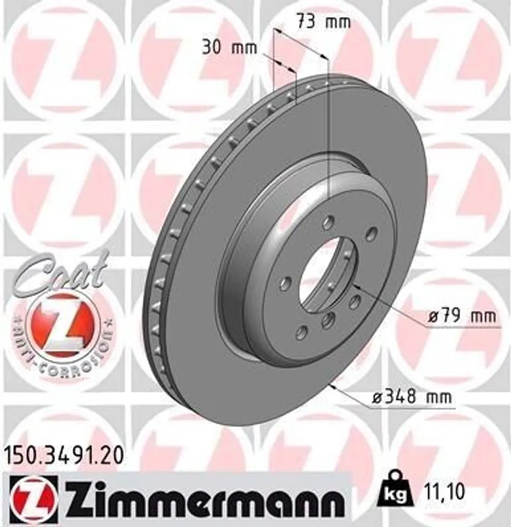 Disque de frein ventilé Zimmermann pour voiture de sport BMW Z4