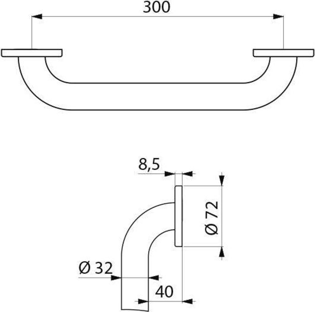 Delabie Haltegriff Basic D32 L300mm Edst. sat.