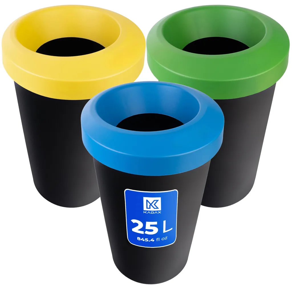 Lot de 3 poubelles modulables 25L KADAX - Système de tri compact