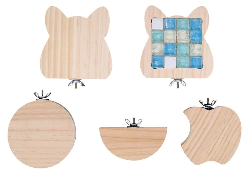 5er Set Hamsterplattformen aus Holz, Sitzbrett für Vogelkäfige, geeignet für Kleintiere wie Rennmäuse, Ratten, Chinchillas, Hamster und Papageien